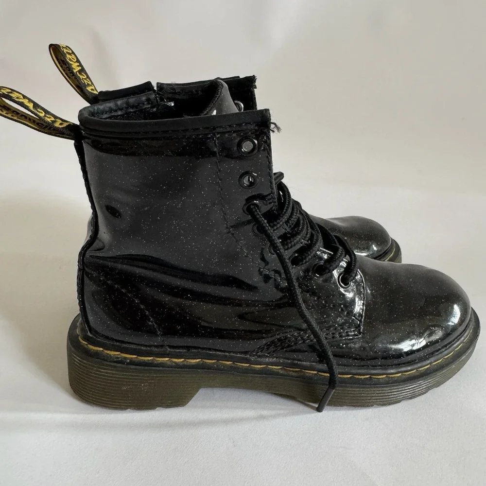 Dr. Martens Kids Black 1460 Glitter J Boots 1 Combat Boots Punk Rocker Celestial
